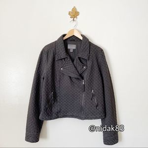 Anthropologie Marrakech Quilted Gray Moto Jacket XL NWT
